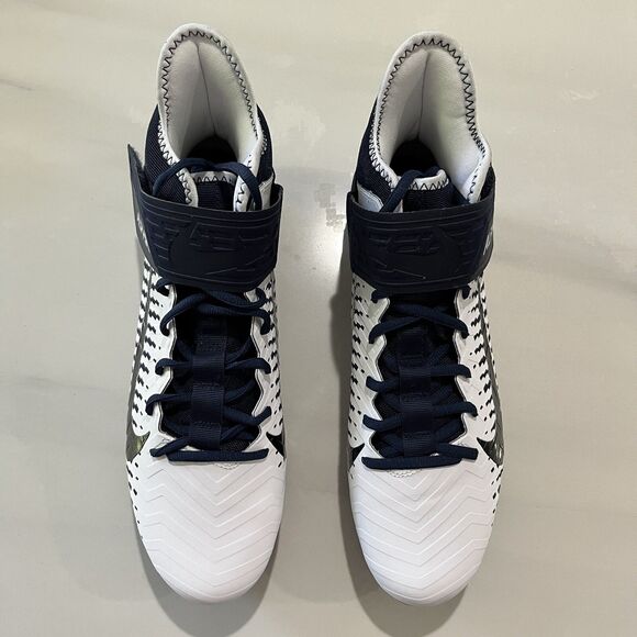 Nike Alpha Menace Pro 2 Football White Black College Navy BV3945-102 Men Sz 14